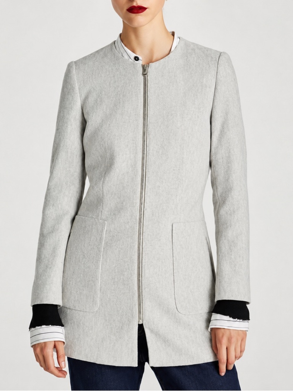 Zara Zip Up Grey Light Weight Coat - Picture 1 of 6